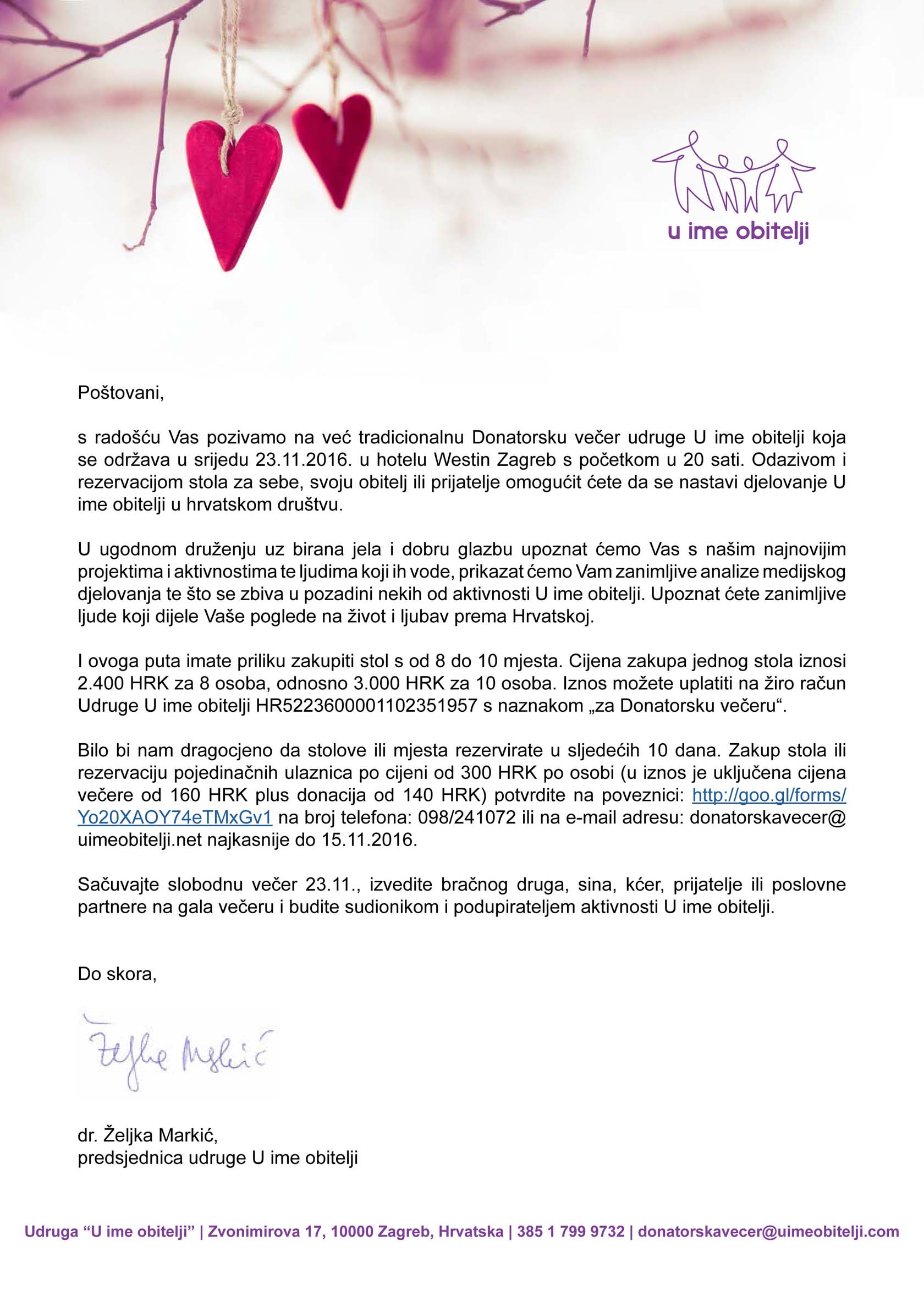 U ime obitelji poziv na donatorsku 1